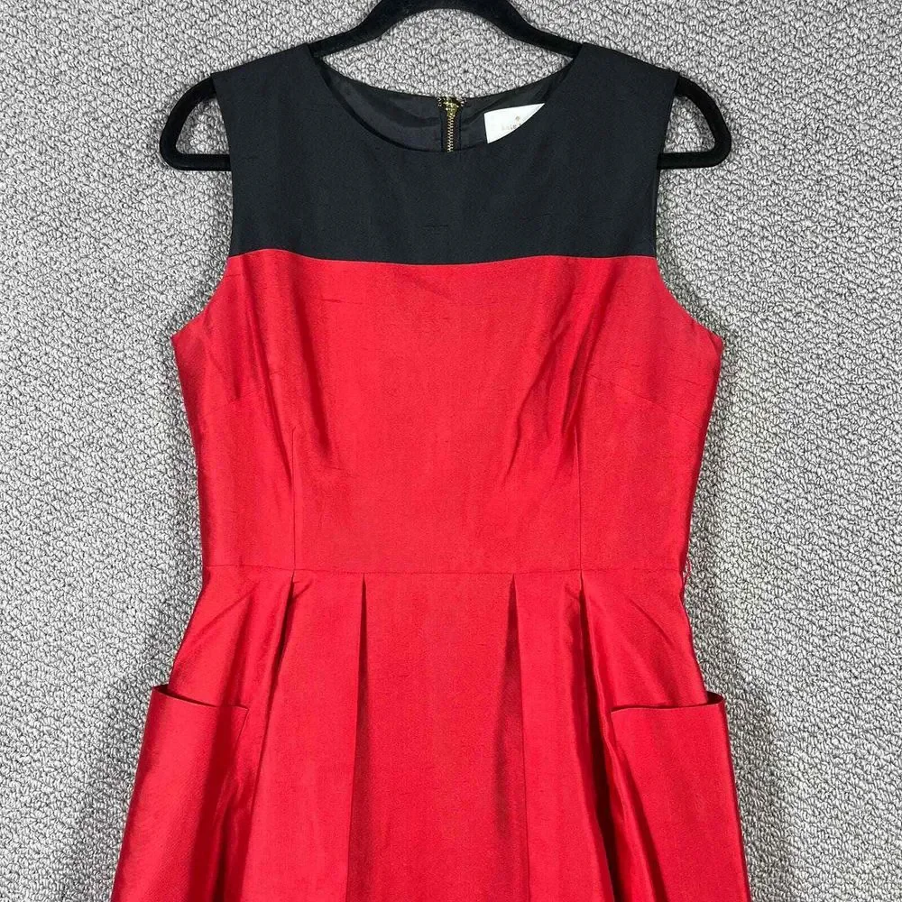 Kate Spade Zahara Dress‎ Womens 8 Purple Black Red Colorblock Silk Sleeveless